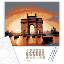 Számfestő.hu Gateway of India Naplementében - számfestő készlet – 40×50 cm (Keretre feszítve) kreatív és készségfejlesztő