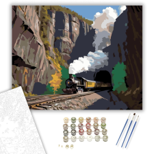 Számfestő.hu Gőzmozdony Alagútnál - számfestő készlet – 40×50 cm (Keretre feszítve) kreatív és készségfejlesztő