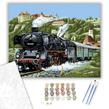 Számfestő.hu Gőzmozdonyos Vonat - számfestő készlet – 40×50 cm (Keretre feszítve) kreatív és készségfejlesztő