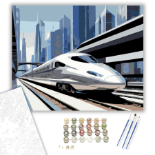 Számfestő.hu Gyorsvonat Modern Városban - számfestő készlet – 40×50 cm (Keretre feszítve) kreatív és készségfejlesztő