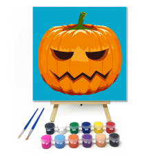 Számfestő.hu Halloween Tök kék - Halloweeni számfestő készlet – 20×20 cm (Keretre feszítve) kreatív és készségfejlesztő