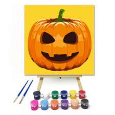 Számfestő.hu Halloween Tök sárga - Halloweeni számfestő készlet – 20×20 cm (Keretre feszítve) kreatív és készségfejlesztő
