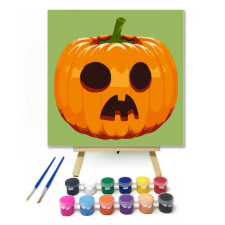 Számfestő.hu Halloween Tök zöld - Halloweeni számfestő készlet – 50×50 cm (Keretre feszítve) kreatív és készségfejlesztő