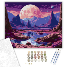 Számfestő.hu Háromholdas Idegen Táj - számfestő készlet – 40×50 cm (Keretre feszítve) kreatív és készségfejlesztő