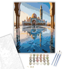 Számfestő.hu Hassan II mecset naplementében - számfestő készlet – 40×50 cm (Keretre feszítve) kreatív és készségfejlesztő