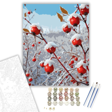 Számfestő.hu Havas Csipkebogyó Ágak - számfestő készlet – 40×50 cm (Keretre feszítve) kreatív és készségfejlesztő