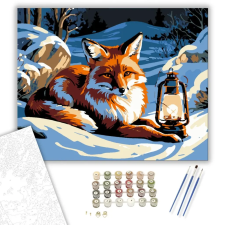Számfestő.hu Havas Éjjeli Rókalátomás - számfestő készlet – 60×70 cm (Keretre feszítve) kreatív és készségfejlesztő