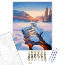 Számfestő.hu Havas Mező Napfelkeltével - számfestő készlet – 80×100 cm (Keretre feszítve) kreatív és készségfejlesztő