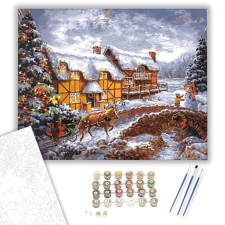 Számfestő.hu Havas otthon - számfestő készlet – 40×50 cm (Keretre feszítve) kreatív és készségfejlesztő