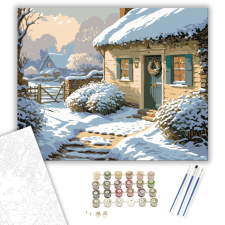 Számfestő.hu Havas Téli Meghittség - számfestő készlet – 40×50 cm (Keretre feszítve) kreatív és készségfejlesztő