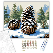 Számfestő.hu Havas Tobozok Nyugalma - számfestő készlet – 60×70 cm (Keret nélkül) kreatív és készségfejlesztő