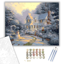 Számfestő.hu Hóember a kertben - számfestő készlet – 40×50 cm (Keretre feszítve) kreatív és készségfejlesztő