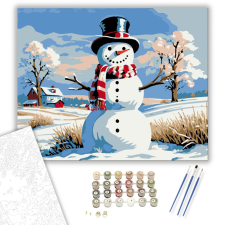 Számfestő.hu Hóember Vidámság - számfestő készlet – 40×50 cm (Keretre feszítve) kreatív és készségfejlesztő