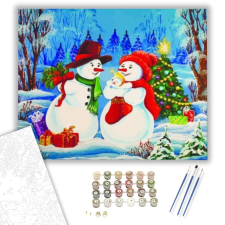 Számfestő.hu Hóemberek karácsonya- számfestő készlet – 40×50 cm (Keretre feszítve) kreatív és készségfejlesztő