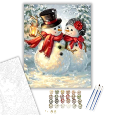 Számfestő.hu Hóemberek- számfestő készlet – 40×50 cm (Keretre feszítve) kreatív és készségfejlesztő