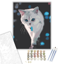 Számfestő.hu Hófehér kiscica - számfestő készlet – 40×50 cm (Keretre feszítve) kreatív és készségfejlesztő