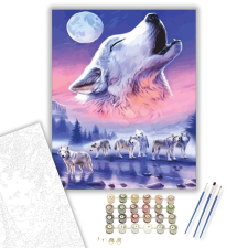 Számfestő.hu Holdra vonyítás - számfestő készlet – 40×50 cm (Keretre feszítve) kreatív és készségfejlesztő