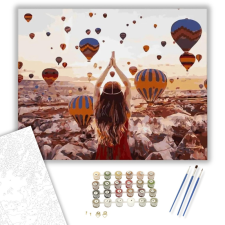 Számfestő.hu Hőlégballonok napfényben - számfestő készlet – 40×50 cm (Keretre feszítve) kreatív és készségfejlesztő