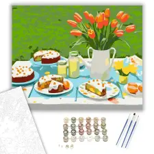 Számfestő.hu Húsvéti Brunch Asztal - számfestő készlet – 80×100 cm (Keret nélkül) kreatív és készségfejlesztő