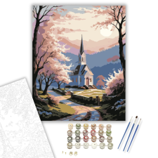 Számfestő.hu Húsvéti Hajnal a Kápolnánál - számfestő készlet – 40×50 cm (Keretre feszítve) kreatív és készségfejlesztő