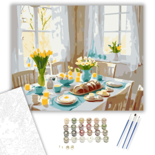 Számfestő.hu Húsvéti Reggeli Asztal - számfestő készlet – 40×50 cm (Keretre feszítve) kreatív és készségfejlesztő