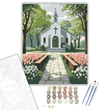 Számfestő.hu Húsvéti Templomkert - számfestő készlet – 40×50 cm (Keretre feszítve) kreatív és készségfejlesztő