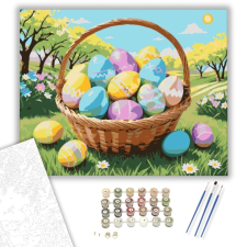 Számfestő.hu Húsvéti Tojás Kosár - húsvéti számfestő készlet – 40×50 cm (Keretre feszítve) kreatív és készségfejlesztő