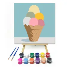 Számfestő.hu Hűvös édesség - gyerek számfestő készlet – 40×40 cm (Keretre feszítve) kreatív és készségfejlesztő