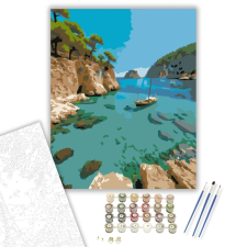 Számfestő.hu Ibizai Öböl Tiszta Vízzel - számfestő készlet – 40×50 cm (Keretre feszítve) kreatív és készségfejlesztő