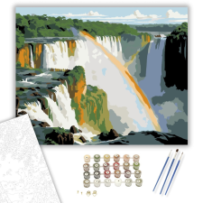 Számfestő.hu Iguazú-vízesés Szivárvánnyal - számfestő készlet – 40×50 cm (Keretre feszítve) kreatív és készségfejlesztő