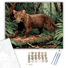 Számfestő.hu Jaguarundi az Erdő Mélyén - számfestő készlet – 80×100 cm (Keret nélkül) kreatív és készségfejlesztő