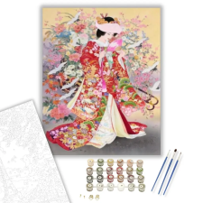 Számfestő.hu Japán Énekes Piros Ruhában - számfestő készlet – 60×70 cm (Keretre feszítve) kreatív és készségfejlesztő