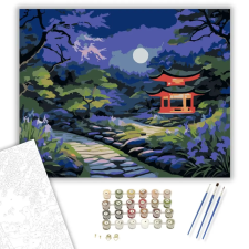 Számfestő.hu Japánkert Holdfényes Éjszakán - számfestő készlet – 50×60 cm (Keretre feszítve) kreatív és készségfejlesztő
