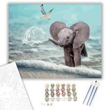 Számfestő.hu Játékos elefánt - számfestő készlet – 40×50 cm (Keretre feszítve) kreatív és készségfejlesztő