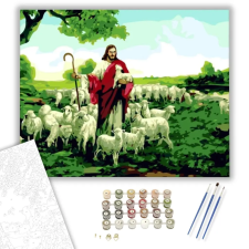 Számfestő.hu Jézus bárányaival - számfestő készlet – 50×60 cm (Keretre feszítve) kreatív és készségfejlesztő