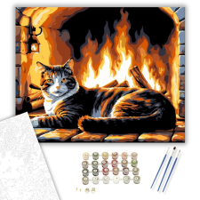 Számfestő.hu Kandalló Melege - számfestő készlet – 40×50 cm (Keretre feszítve) kreatív és készségfejlesztő