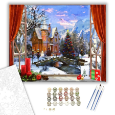 Számfestő.hu Karácsonyi táj - számfestő készlet – 40×50 cm (Keretre feszítve) kreatív és készségfejlesztő