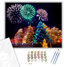 Számfestő.hu Karácsonyi tüzijáték - számfestő készlet – 40×50 cm (Keretre feszítve) kreatív és készségfejlesztő