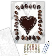 Számfestő.hu Kávészem Szív Márványlapon - számfestő készlet – 40×50 cm (Keretre feszítve) kreatív és készségfejlesztő