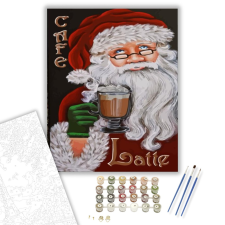 Számfestő.hu Kávézó télapó - számfestő készlet – 40×50 cm (Keretre feszítve) kreatív és készségfejlesztő