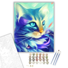 Számfestő.hu Kék szemű cica - számfestő készlet – 40×50 cm (Keretre feszítve) kreatív és készségfejlesztő