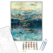 Számfestő.hu Kékeszöld és Arany Tér - számfestő készlet – 40×50 cm (Keretre feszítve) kreatív és készségfejlesztő