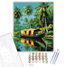 Számfestő.hu Kerala Backwaters Hajózás - számfestő készlet – 40×50 cm (Keretre feszítve) kreatív és készségfejlesztő