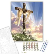 Számfestő.hu Kereszt - húsvéti számfestő készlet – 50×60 cm (Keret nélkül) kreatív és készségfejlesztő