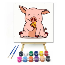 Számfestő.hu Kis Malac - gyerek számfestő készlet – 40×40 cm (Keretre feszítve) kreatív és készségfejlesztő