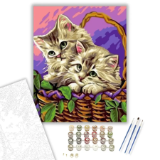 Számfestő.hu Kiscicák a kosárban - számfestő készlet – 60×70 cm (Keretre feszítve) kreatív és készségfejlesztő