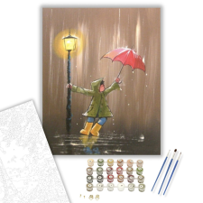 Számfestő.hu Kisgyerek az esőben - számfestő készlet – 40×50 cm (Keretre feszítve) kreatív és készségfejlesztő