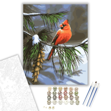 Számfestő.hu Kismadár a havas ágon - számfestő készlet – 40×50 cm (Keretre feszítve) kreatív és készségfejlesztő