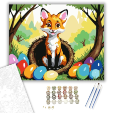 Számfestő.hu Kisróka Húsvéti Tojásokkal - húsvéti számfestő készlet – 40×50 cm (Keretre feszítve) kreatív és készségfejlesztő