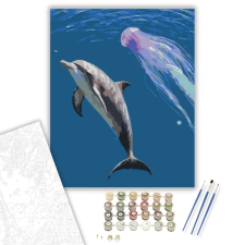 Számfestő.hu Kíváncsi Delfin - számfestő készlet – 60×70 cm (Keret nélkül) kreatív és készségfejlesztő